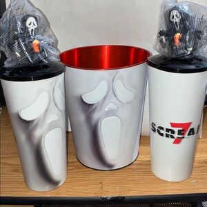 24HR DROP⬇️ Ghost face popcorn tin & cup set with toppers